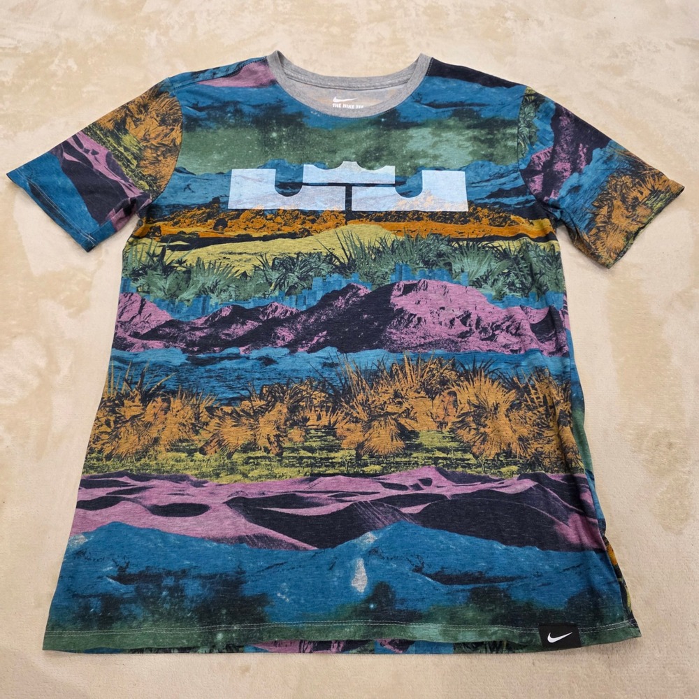 Nike LeBron James 13 Akronite Philosophy Shirt Mens Large L Dri-Fit Graphic AOP